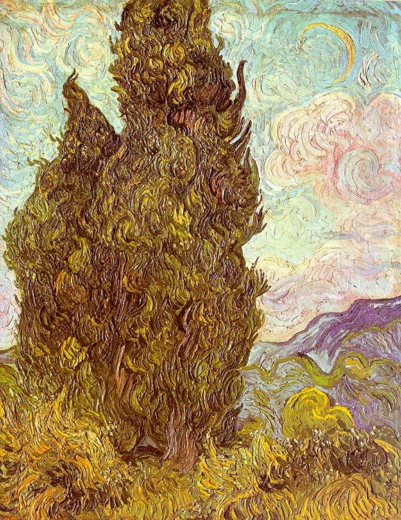 Vincent Van Gogh Two Cypresses Germany oil painting art